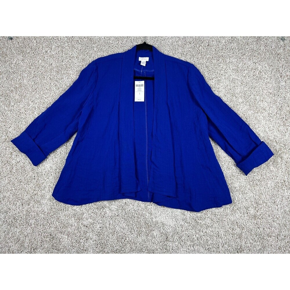 Chico’s Electric Blue Draped Front Open Blazer Jacket NWT Size 1